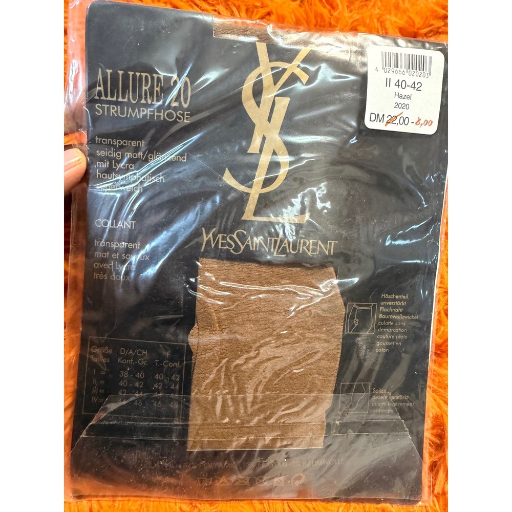 Yves Saint Laurent YSL Allure 20 Sheer Tights Black Silky Matte Hosiery Vintage
